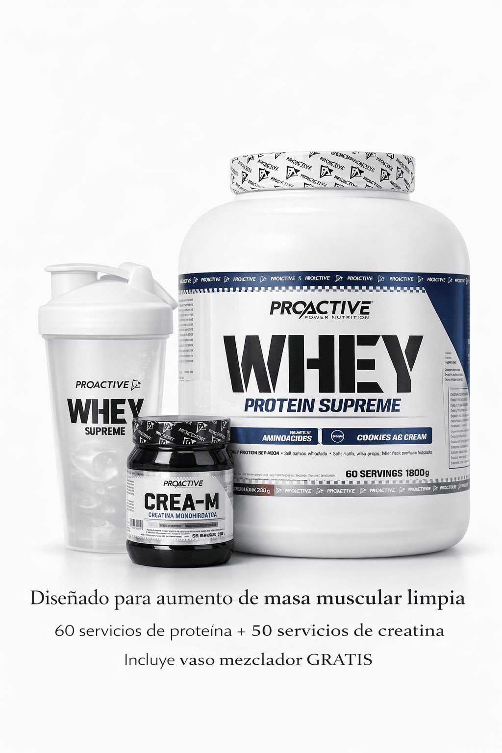COMBO PROTEÍNA WHEY 4 LB + CREATINA MONOHIDRATADA 50 SERVICIOS CON SABOR | MASA MUSCULAR LIMPIA + VASO MEZCLADOR GRATIS