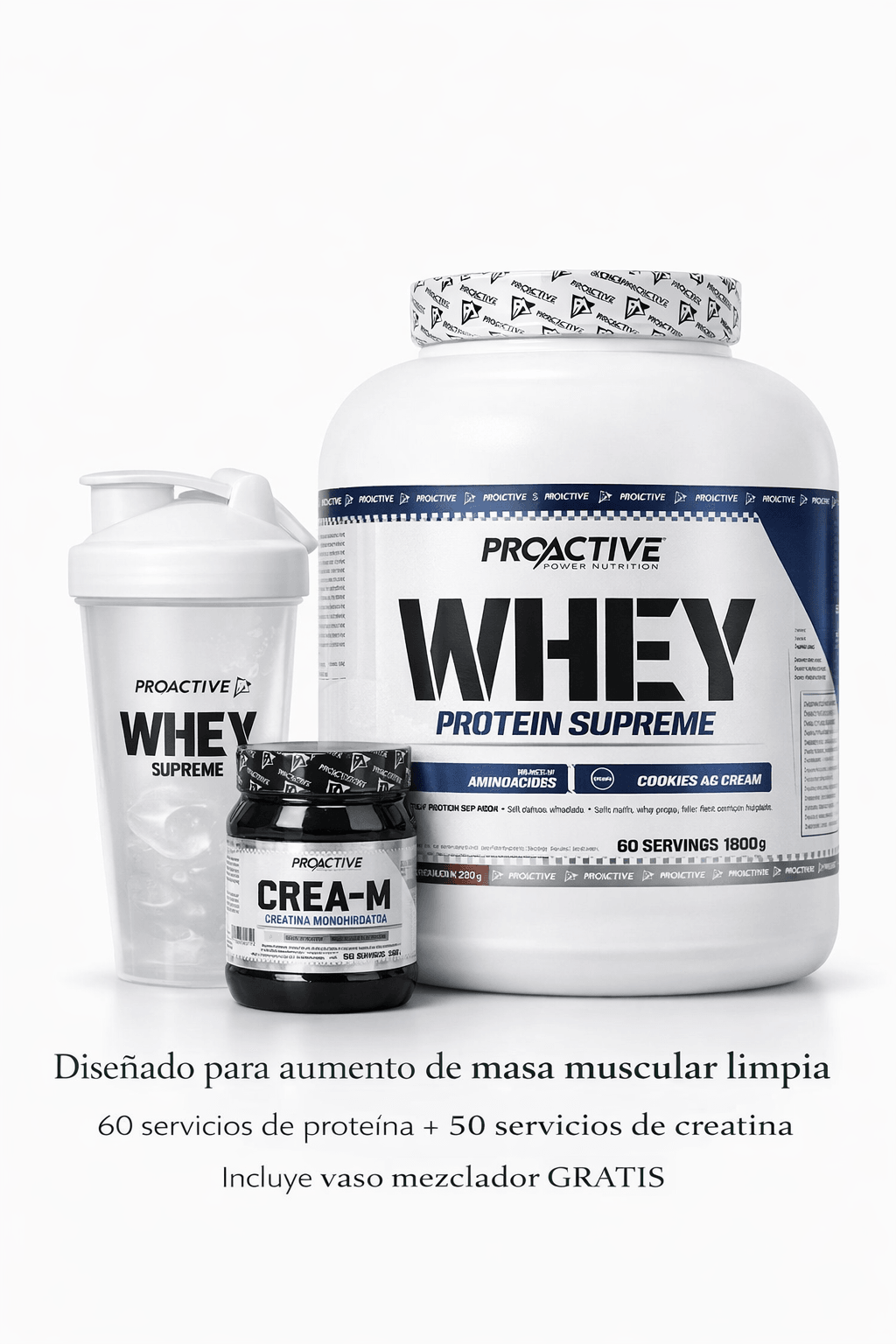 COMBO PROTEÍNA WHEY 4 LB + CREATINA MONOHIDRATADA 50 SERVICIOS CON SABOR | MASA MUSCULAR LIMPIA + VASO MEZCLADOR GRATIS - VAINILLA