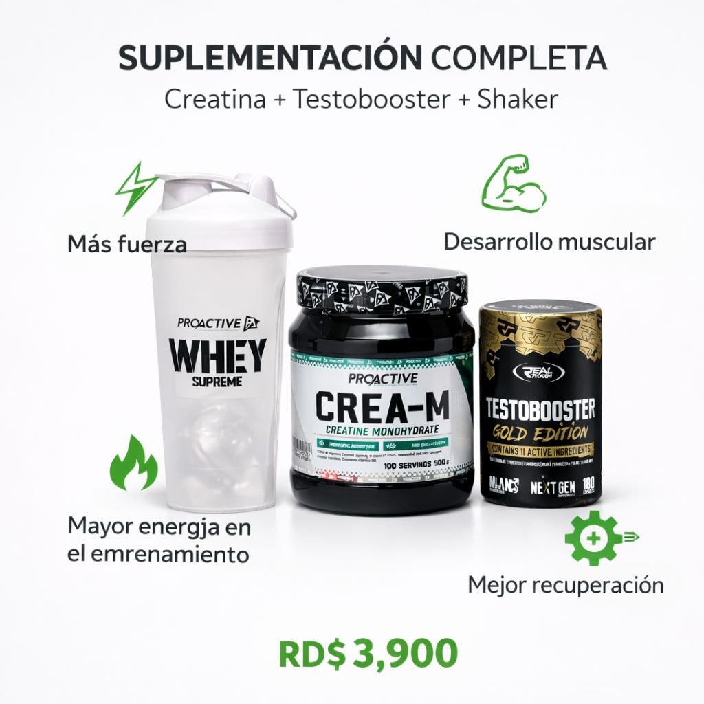 COMBO CREATINA MONOHIDRATADA 100 SERVICIOS + 180 PASTILLA DE TESTOBOOSTER - SIN SABOR