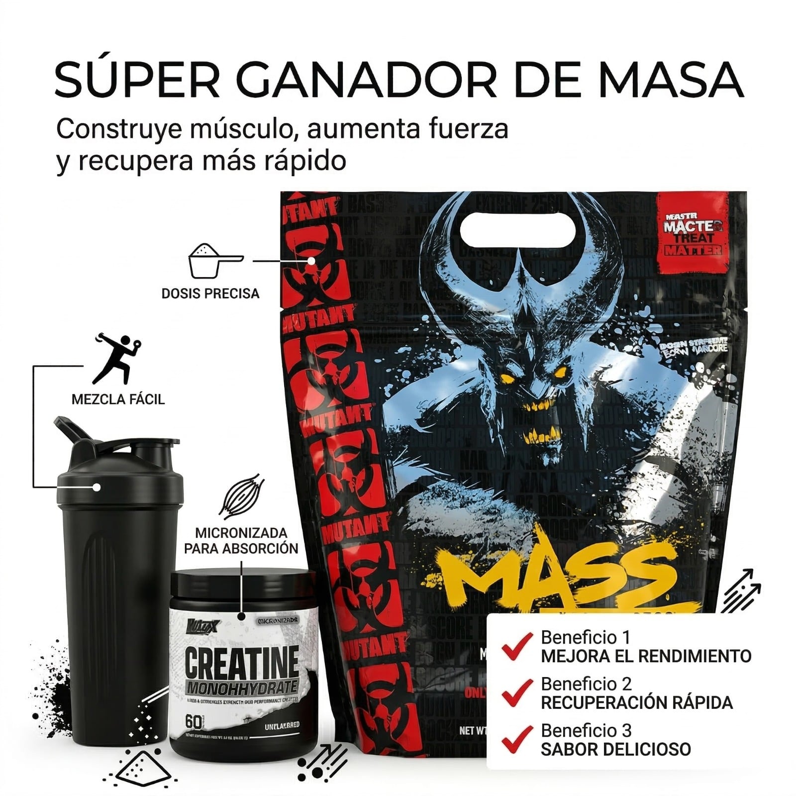 COMBO MUNTAT MASS 2500 12 LIBRAS + CREATINA NUTREX 60 SERV